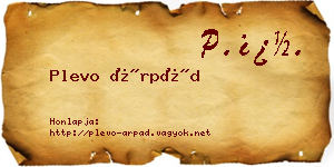 Plevo Árpád névjegykártya